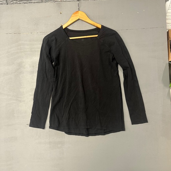Lululemon Womens Black Long Sleeve Scoop Neck Activewear Top Raglan Sleeves - Picture 2 of 6